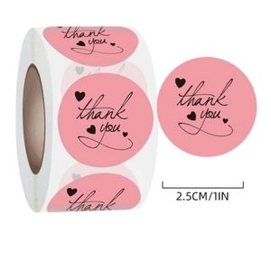 200 pieces pink heart thank you stickers